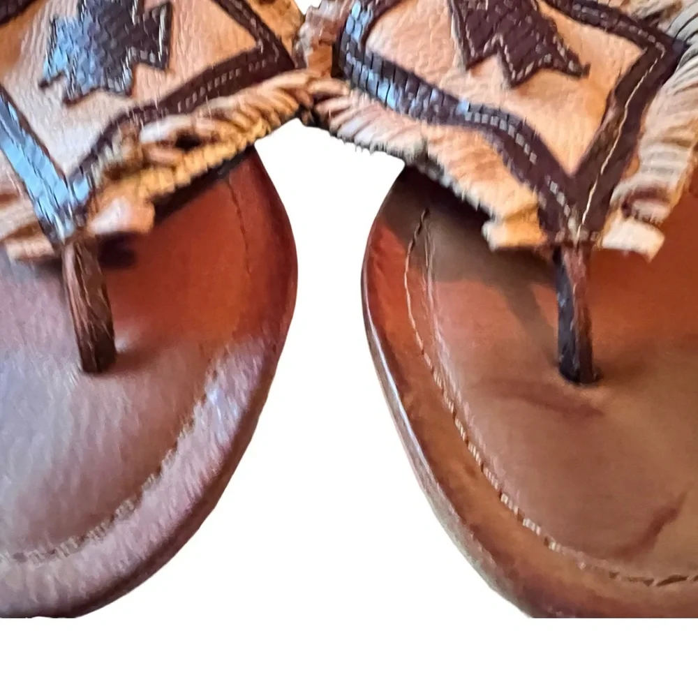 Free People Matisse Bronte Sandals Leather Lace Up Boho Western Fringe - Picture 8 of 13